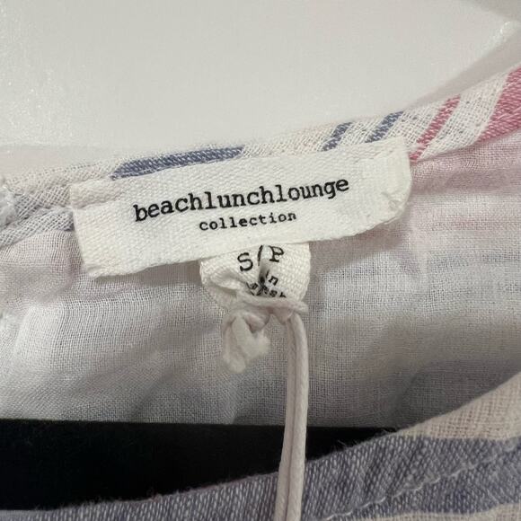 NWT Beach Lunch Lounge Linen Sundress White Blue Red Size Small - Picture 8 of 9